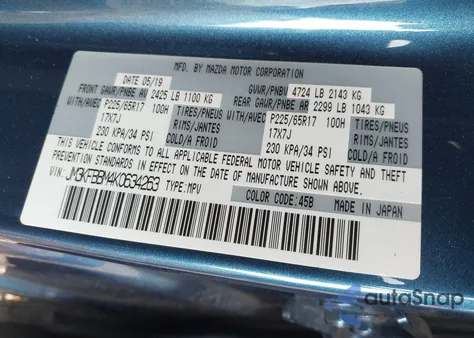 2019 Mazda Cx-5 Sport from USA, damaged, VIN JM3KFBBM4K0634263